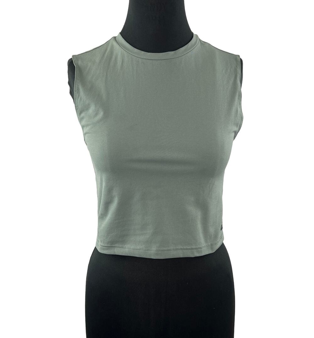 Reebok Core IO Green High Neck Crew Sleeveless Top Cropped Tank Active XS 4-6
